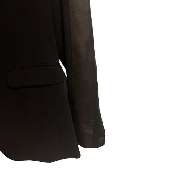 Rag & Bone Store Executive Black Lamb Leather Trimmed Single Button Blazer - Picture 6 of 11